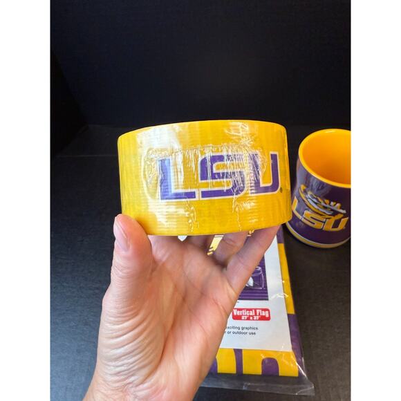 LSU Tigers Lot Mug, Duck Tape 10 yds, & 2007 Natl. Champs Flag - Picture 5 of 13